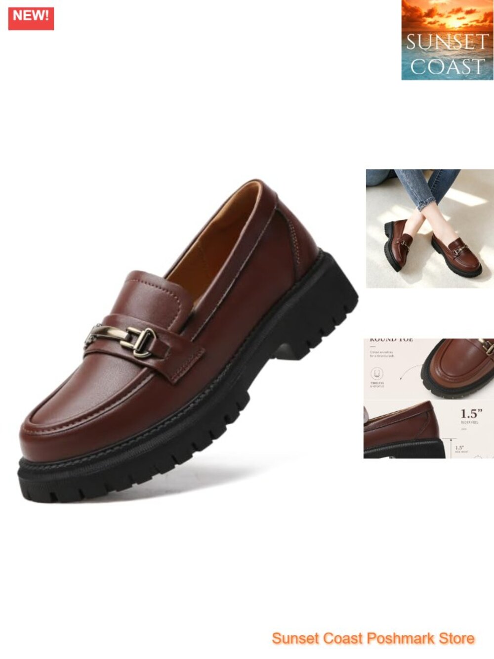 Women Leather Penny Loafers Slip On Comfort Flat Office Work Casual Shoes